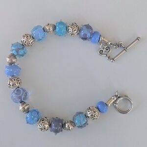 Sterling Silver And Artisan Beaded Bracelet